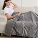 immtree Heated Weighted Blanket, 2 in 1 Weighted Heated Blanket 12lbs Twin Size for Adults, Soft Cozy Sherpa Fleece Weighted Blankets with 4 Heating Levels, 2 Hours Auto-Off, 48"x72", Gray