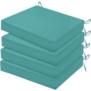 HARBOREST Outdoor Chair Cushions Set of 4, Water Resistant Patio Chair Cushions with Ties, Square Corner Outdoor Seat Cushions for Patio Furniture, 18.5"x16"x3", Teal