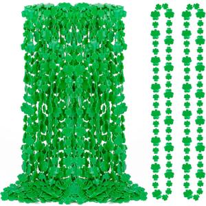 St Patricks Day Necklace, 24PCS Shamrock Green Beads St Patrick's Day Accessories, Irish Saint Patricks Day Necklaces Bulk, St. Patricks Day 4 Leaf Clover Decorations Throw for Parade Party Supplies