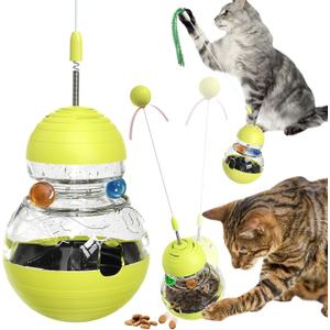 Cat Interactive Toys for Indoor Cats Kitten Wand Toy Weight Loss Lose Kitty Tracking Balls Slow Food Dispenser Feeder Treat Dispensing Feeding Pet Supplies Birthday Gift (Large)