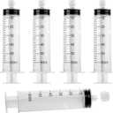 60mL Syringes without Needle, Luer Lock Big Syringe with Cap, Sterile Individually Wrapped, Accurate Liquid Measurement - 10 Pack for Lab Use and Home Care