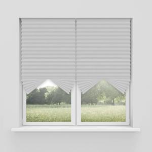 Foiresoft No Tools Pleated Fabric Shades, Temporary Window Blinds, No Drilling Self Ad hesive Blinds, Easy to Cut and Install, Trim at Home, Cordless Duo Tone Blackout White, 48in X 72in, 1Pack