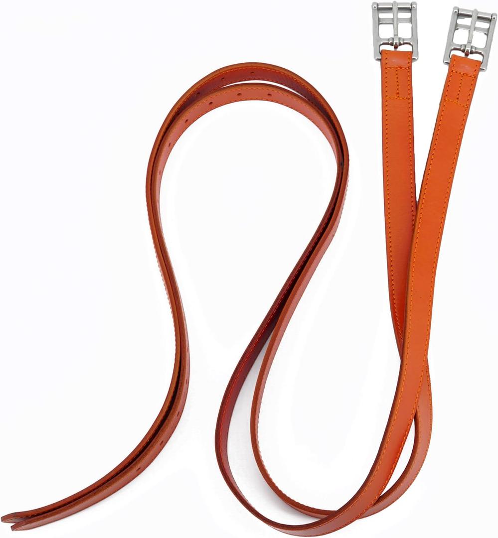 Jeereal English Stirrup Leathers for Equestrian Riding (56" / 142cm, Brown)