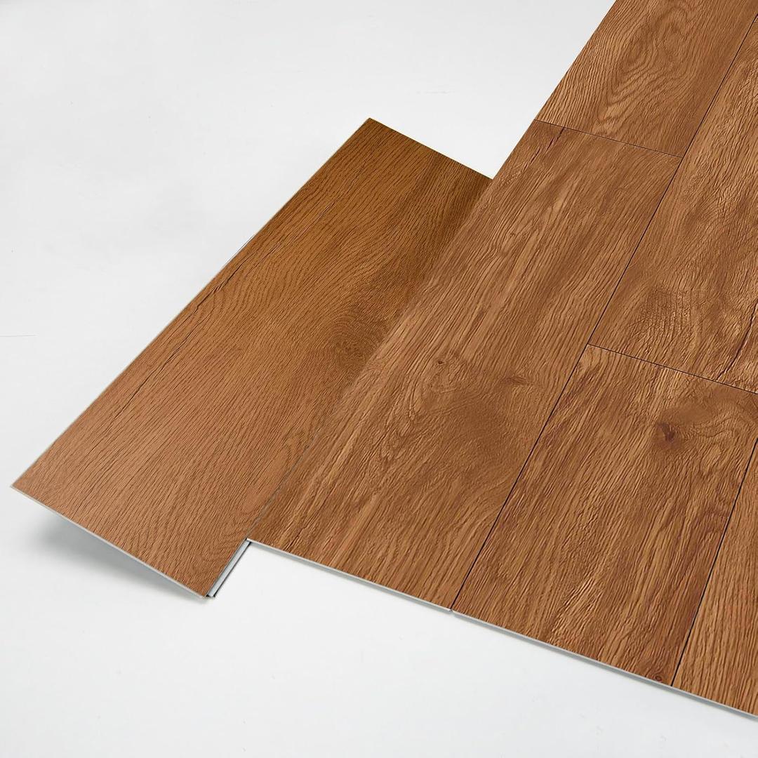 Art3d Click-Lock Wood Look SPC Floor Planks, 24 x 6 Inch, 24-Pack, Teak | Premium Vinyl, Waterproof, Interlocking, Wood Textured, Fade Resistant, Tool-Free, Ideal for Bedroom, Living Room, Kitchen