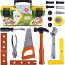 John Deere 18 Piece Deluxe Tool Box, Construction Playset with Tape Measure and Tools, Interactive Building Toys, Preschool Toys for Boys and Girls