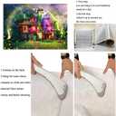 Magic Flowers House Backdrop Fairy Buttfly Woodland Background for Birthday Party Supplies Kids Movie Scene for Girls Madrigal Family Happy Birthday Background Decorations (5X3FT)