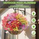 Artificial Flowers Fake Plants for Outdoors Spring Decoration, 13Bundles Silk Realistic UV Resistant Faux Flowers for Outside Planter Porch Yard Patio Garden Home Indoor, Mix