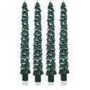 Christmas Tree Taper Candle Green Candlestick Unscented Candle for Christmas Table Decor,Winter Centerpieces,Advent Displays,Seasonal Home Decor，Set of 6 ,10inch,Green with Silver Trim