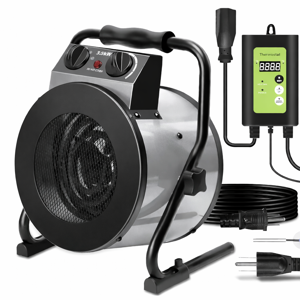 Orvella Greenhouse Heater with Digital Thermostat, Grow Tent Heater, Overheat Protection & Fast Heating, Electric Space Heaters for Patio, Garage, Greenhouse