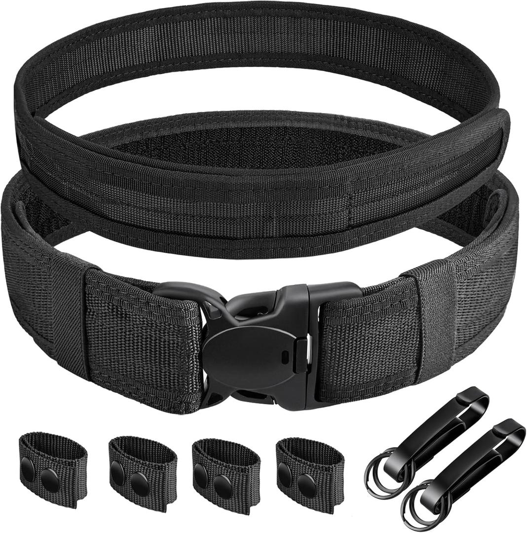 MOZETO Duty Belt, 2" Police Security Nylon Duty Belts Law Enforcement Officer with 2 Key Holder and 4 Belt Keepers (X-Large, Black)