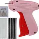 Quick Clothing Fixer, Mini Stitch Gun for Clothes, Mini Tagging Gun, Hemming Sewing Tool Kit with 6 Needles,500 Black & 500 White 5mm Mini Fasteners (Pink)