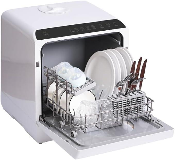 Countertop Dishwasher with built-in water tank, countertop mini portable dishwasher for apartments and RVs, Compact Dishwasher that can wash baby bottles. Dish washer machines with drying function.