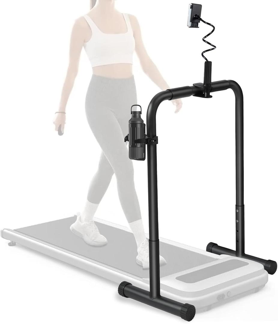 Walking Pad Handle Bar Only, Treadmill Handlebar with Phone Holder and Cup Holder, Fit Width 20.8 Inches Inside Walking Pad, 3 Adjustable Heights, Non-Slip Stable Base, Easy to Assemble
