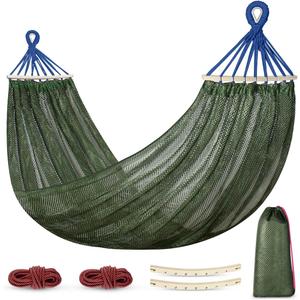 Outerman Camping Hammocks 290 * 150cm(Max 550lb),Breathable Soft Nylon Hammocks with Balance Beam Sturdy Metal Knot Tree Ropes and Travel Bag, Perfect for Outdoor/Indoor Patio Backyard etc.