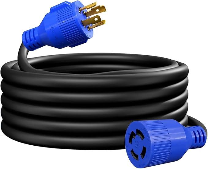 4 Prong 30 Amp 10 Foot Generator Extension Cord, NEMA L14-30P/L14-30R, 125/250V Up to 7500W 10 Gauge SJTW Generator Cord, ETL Listed