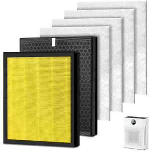 2 Pack PR1 Replacement Filter,Compatible with MOOKA PR1 Pet Air Purifier,Suitable for Large Room with 2000 Ft, 2 PR1 Filters & 4 Washable Pre-Filters for Pet-raising family(Yellow)