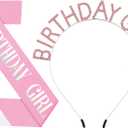 Birthday Headband with Sash for Women, Birthday Crwon Tiara for Decorations