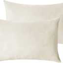 StangH Cream White Pillowcovers Bed Pillowcases Super Soft Velvet Pillow Covers Warm Pillow Protector for Babies/Hair and Skin Friendly, Set of 2, Ivory White, 20 x 30 inches