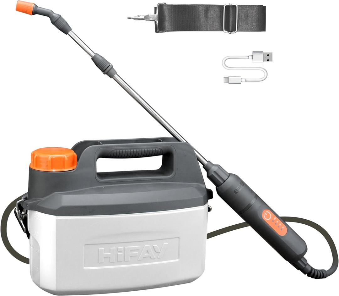 ES4-PRO Electric Sprayer 1 Gallon Built-in 4000mAh, Rechargeable Battery Powered Sprayer with Telescopic Wand, Plant Mister, Kitchen Cleaning, Indoor Watering Can for Plants (White)