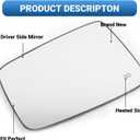 For Dodge Ram 1500/2500 Driver Side Heated Mirror Glass | 2009-2018 Truck Mirror Replacement | Convex Design + Built-In Heater | Easy Install