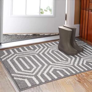 Indoor Doormat 32"x 48", Absorbent Front Back Door Mat, Rubber Backing Non Slip Floor Mats Inside Mud Dirt Trapper Outside Entrance Door Rug Carpet, Machine Washable Low Profile-Grey Time Cloister