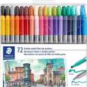 STAEDTLER 3200 TB72 Design Journey Double-Ended Fibre-Tip Pens with Two Nibs - Narrow and Wide, Pack of 72