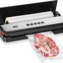 Bonsenkitchen Vacuum Sealer, Multi-Functional Food Sealer with 1 Roll Bag+ 5 Bags, Bag Storage | Built-in Cutter, Black-Silver