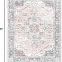 Topllen Ultra-Thin 5x7 Washable Vintage Area Rugs - Living Room,Non-Slip Backing Soft Velvet Rugs,Stain Resistant Washable Rug for Bedroom,Office,Home Decor Rug (Pink, 5'x7')