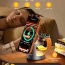 3 in 1 Charging Station Compatible with MagSafe Charger, Qi2.2 25W Magnetic Wireless Charger with Night Light, Foldable Charging Stand for iPhone 17/16/15/14/13/12, Apple Watch, AirPods (45W Adapter)