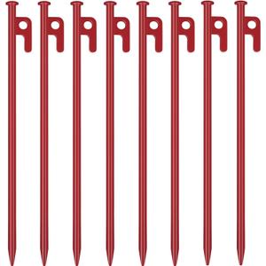 8 Pack Tent Stakes Heavy Duty 12 inch Steel Tent Pegs for Camping Unbreakable and Inflexible