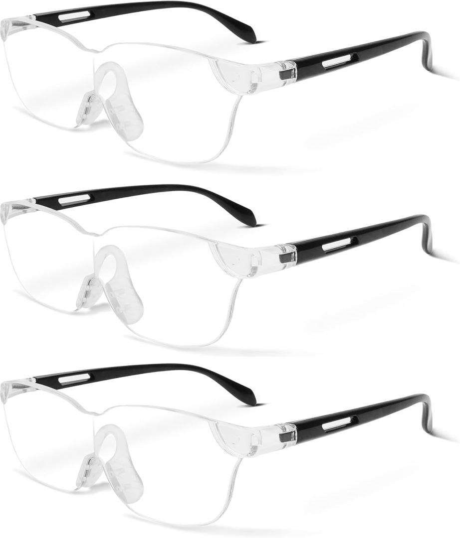 3 Pair 200% Magnifying Glasses for Close Work - Lightweight Magnifier with Non-Slip Nose Pad for Reading Jewelry & Crafts, Gifts for Parents Elderly