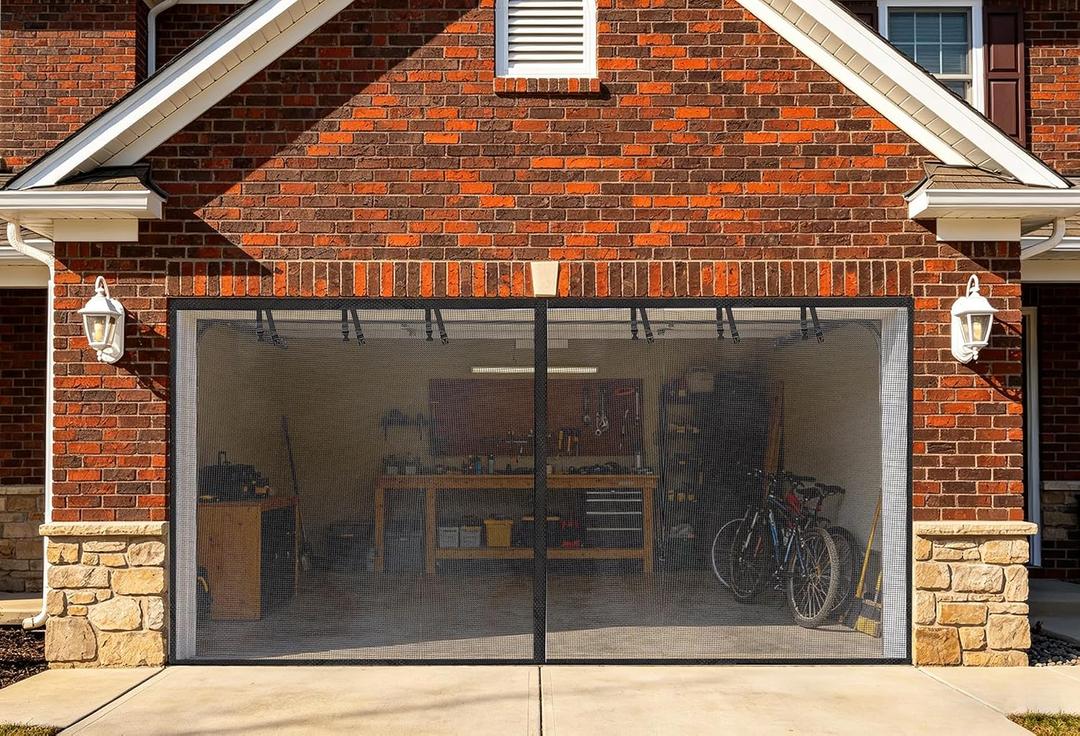 Garage Screen Doors, 9×8FT for 1 Car Garage, Heavy Duty Fiberglass | Durable Magnetic Retractable Hands Free Garage Door Screen with 4 Roll Up Straps, for Patio, Workshop, Home Gym & Sun Room