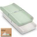 2-Pack Baby Changing Pad Cover for Girl, Boy - 32x16 Soft Viscose Derived from Bamboo Baby Diaper Changing Table Pad Cover Sheets, Neutral, Snug Fit Nursery Diaper Change Sheets (Sage)