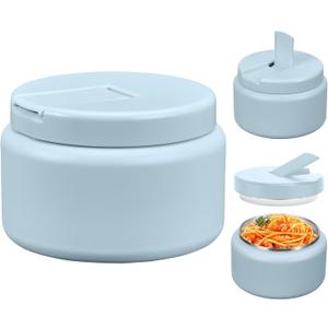 13.5oz Kids Jar for Hot Food, Insulated Vacuum Food Jar with Buckle Lid, Stainless Steel Wide Mouth Leak Proof Insulated Lunch Container for School Picnic Travel, Blue