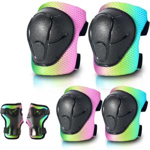 Skateboard Pads Kids/Youth/Adult Shield Elbow Pads and Wrist Guards Protective Gear,Strong Double Straps&Adjustable Easy-Fix Clips for Skateboarding,Rollerblading,ScooterRoller,Skating,Bicycle (Medium, Fruit color) Skateboard Pads Kids/Youth/Adult Shield Elbow Pads and Wrist Guards Protective Gear,Strong Double Straps&Adjustable Easy-Fix Clips for Skateboarding,Rollerblading,ScooterRoller,Skating,Bicycle (Medium, Fruit color)