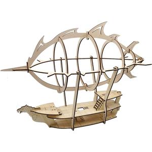 3D Airship Model Wood Laser Cut Hot Air Balloon with 1" Grids Fantasy Aerial Combat Terrain Map for D&D, Pathfinder, Wargames and Other Tabletop RPG