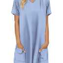 KISSMODA Women's Short Sleeve Tunic Tops Summer for Leggings Casual Long Tunics with Pockets T Shirts (M)