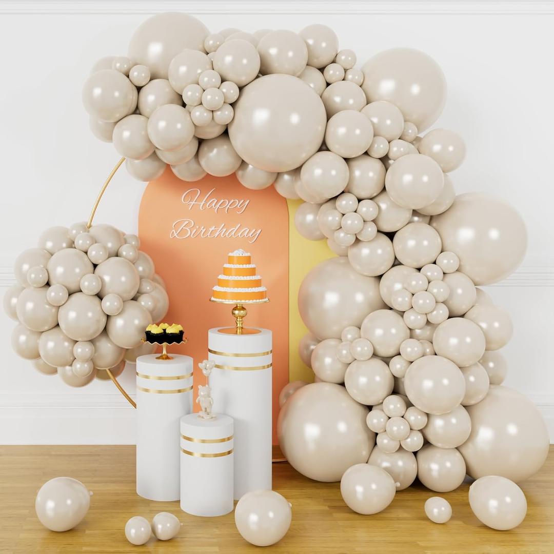 134Pcs Sand White Balloons Different Sizes 5 10 12 18 Inch sand white Latex Balloon for Birthday Wedding Baby Shower.