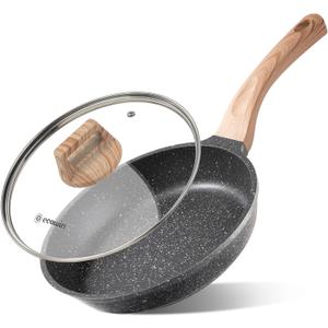 9.5 Inch Nonstick Frying Pan Skillet with Lid,Granite Non Stick Omelet Pans,Induction Compatible Egg Pan with Heat Resistant Handle,PFOA Free