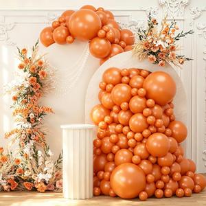 108Pcs Orange Double Stuffed Balloons Different Size, 18/12/10/5 inch Pastel Matte Burnt Orange Balloons Garland Arch kit for Baby Shower Birthday Summer Party Decoration