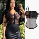 Popilush x Angela Shapewear Corset Top Sculpting Leopard Mesh Detachable Strap, Leopard / 3XL Going Out Bustier Tube Club Tops for Women, 3XL
