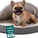 Furhaven 26" Round Orthopedic Dog Bed for Medium/Small Dogs w/ Removable Washable Cover, For Dogs Up to 30 lbs - Sherpa & Suede Snuggery - Gray, 26-inch