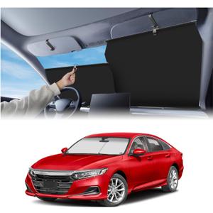 KUST Upgraded 2 Pack Retractable Automotive Sunshade Car Window Sunshades (Not fit for Truck), Adjustable Auto Thickened Sunshade, Car Accessories for All Season, Black and Silver, Blocks UV Rays