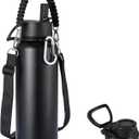 KXIAOCHEN Insulated Water Bottle, Stainless Steel Water Bottle, 2 Lids (Straw and Handle Lid),Wide Mouth Metal Water Bottles Keep Hot and Cold, Double Walled, Thermo Mug, Metal Canteen