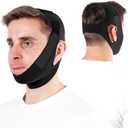 OHELEEP Anti Snore Chin Strap for CPAP Users, Snore Stopper Adjustable, Chin Strap for Sleeping Comfortable Stop Snoring Solution, Anti Snoring Devices Breathable and Reusable, Black, Medium