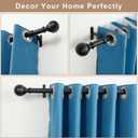 Matte Black Curtain Rods 28 to 86 Inch, Decorative Curtain Rods with Round Finials, Heavy Duty 1-Inch Telescoping Drapery Rods, Splicing Decorative Curtain Rods Matte Black