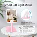 ESWU Travel Makeup Mirror with Light, Portable Folding Make Up Tabletop Mirrors with 10X Magnifying Mirror Rechargable 3 Colors Light Compact Vanity Mirror with Adjustable Stand (Pink)