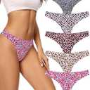 voenxe Seamless Women Underwear Thongs,No Show Ladies Thong,No Line Workout Breathable Comfortable Panties,Soft Undies,5-Pack Medium