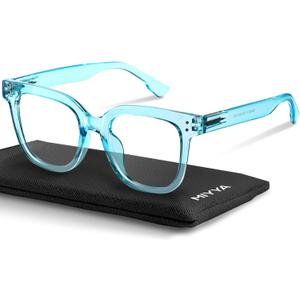 miyya Blue Light Glasses for Women & Men  Oversized UV & Blue Light Blocker Chunky Frames, Stylish Eyewear Accessories (Icey Blue (Transparent))