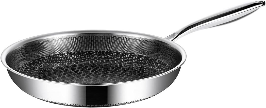 9-Inch Non Stick Frying Pans, Stainless Steel Skillet with Honey Design, Non Toxic Frying Pan with Cool-Touch Handle, Dishwasher Safe, Easy Use in the Kitchen